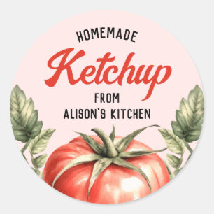 étiquette de ketchup de tomate fait maison aquarel