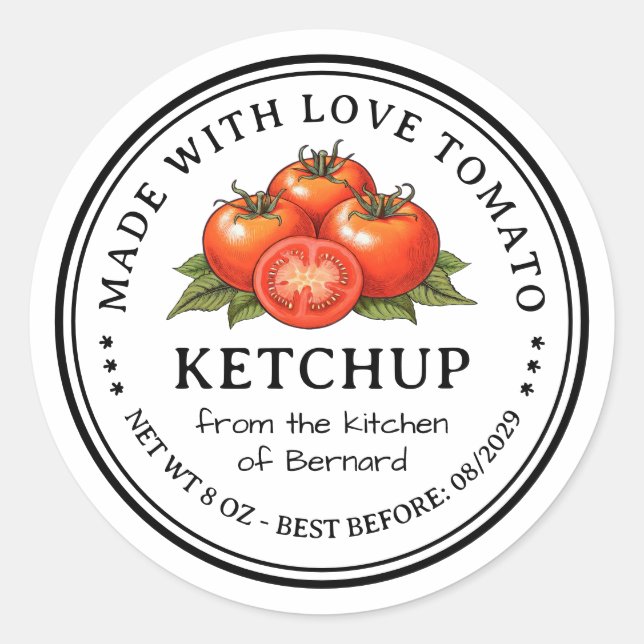 Étiquette de ketchup de tomate fait maison en cons (Devant)