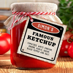 Étiquette de ketchup de tomate rouillée