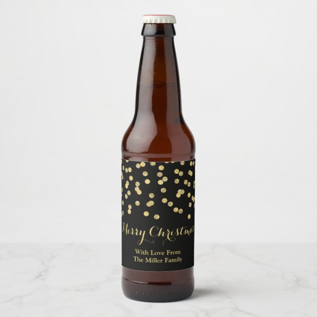 Étiquette de la bière de Noël Gold Black Confetti (Devant)