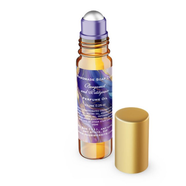 Étiquette de la bouteille de parfum de marbre viol (Créateur téléchargé)