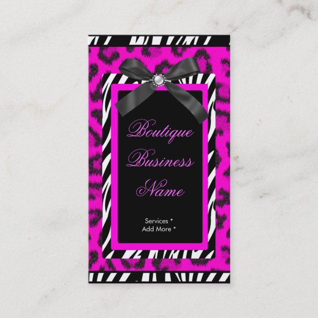 Étiquette de la boutique Zebra rose vif Léopard (Devant)