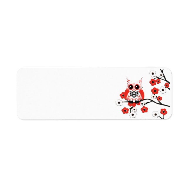 Étiquette de la Chouette à fleurs de cerisier blan (Devant)