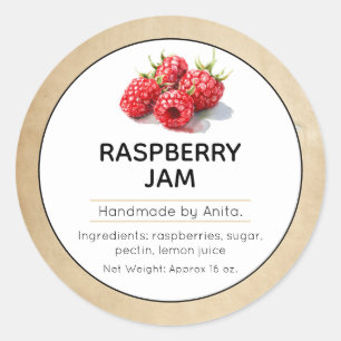 Étiquette de la confiture de framboise ou de la ja