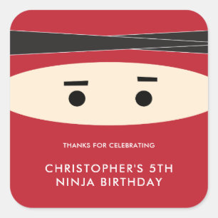 Étiquette de la fête d'anniversaire de Red Ninja