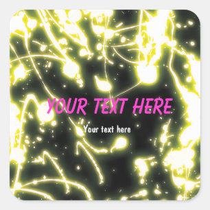 Étiquette de la fête de bâton jaune néon brillant