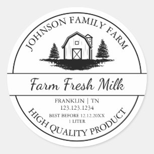 Étiquette de la grange à lait frais de la ferme
