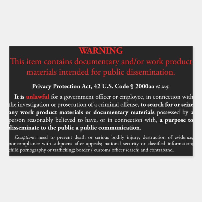 Étiquette de la Loi sur la protection des renseign (Devant)