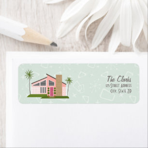 Étiquette de la maison rose du Moyen-siècle