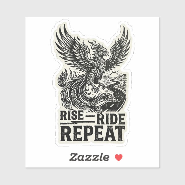 Étiquette de la route Phoenix Rise Ride Repeat (Feuille)