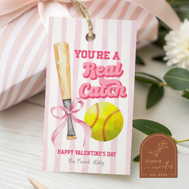 Étiquette de la Saint-Valentin à rayures de softba (Créateur téléchargé)