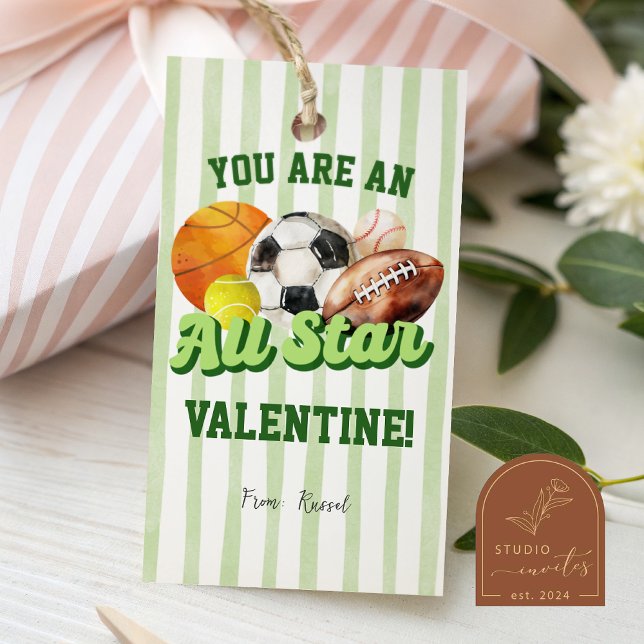 Étiquette de la Saint-Valentin à rayures sportives (Créateur téléchargé)