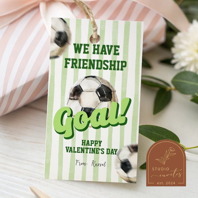 Étiquette de la Saint-Valentin rayée vert sauge Fo (Créateur téléchargé)