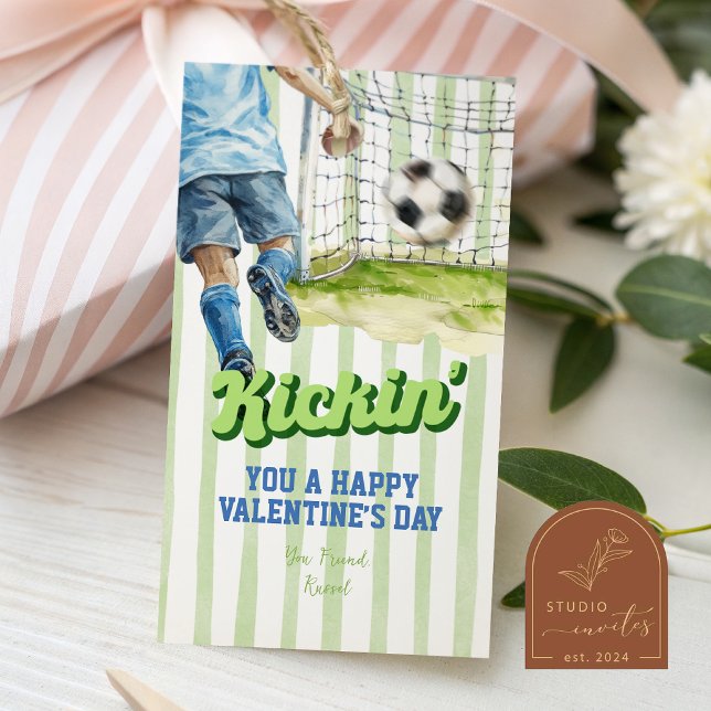 Étiquette de la Saint-Valentin Rayure Kickin Socce (Créateur téléchargé)