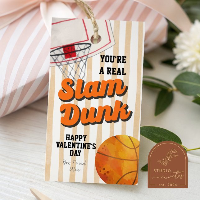 Étiquette de la Saint-Valentin rayures de basket-b (Créateur téléchargé)