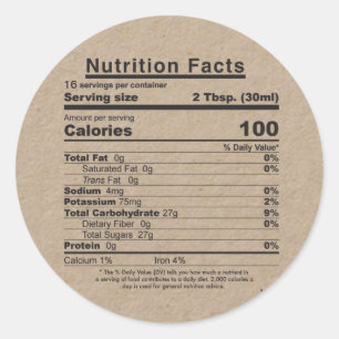Étiquette de la valeur nutritive du sirop d'érable