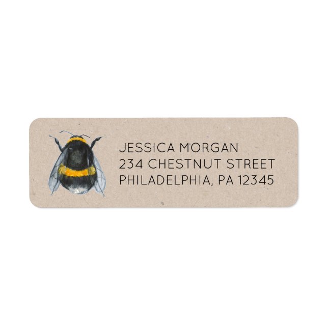 Étiquette de l'adresse de retour Baby shower abeil (Devant)