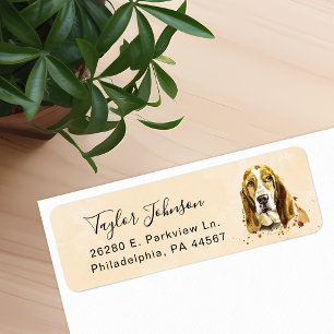 Étiquette de l'adresse de retour Basset Hound