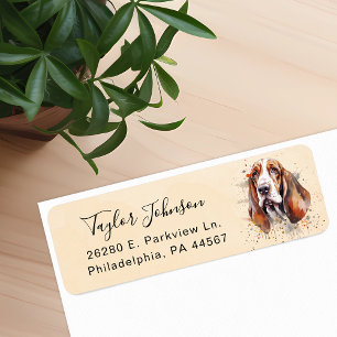 Étiquette de l'adresse de retour Basset Hound