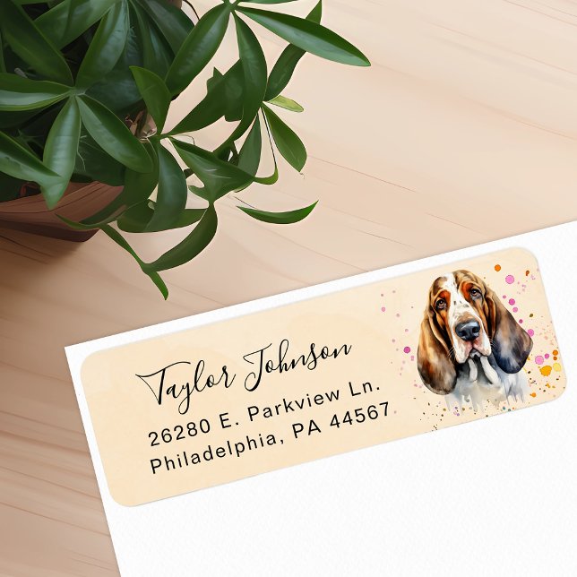 Étiquette de l'adresse de retour Basset Hound (Créateur téléchargé)