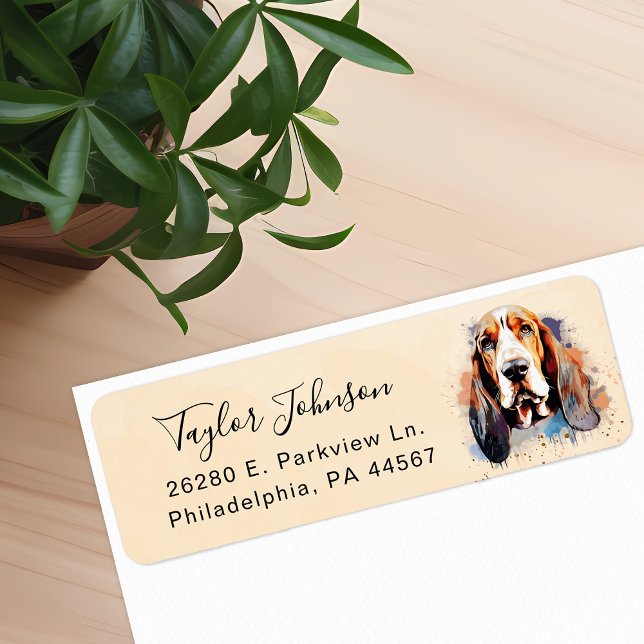Étiquette de l'adresse de retour Basset Hound (Créateur téléchargé)