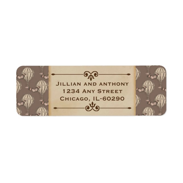 Étiquette de l'adresse de retour Brown du ballon à (Devant)