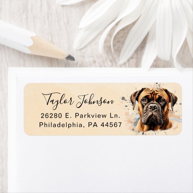 Étiquette de l'adresse de retour Bullmastiff (En situation)