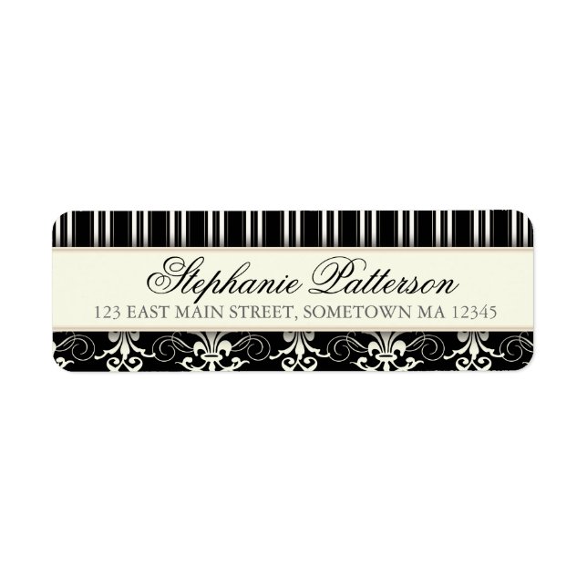 Étiquette de l'adresse de retour Chic Damask & Str (Devant)