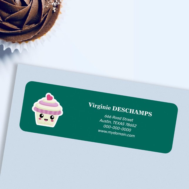 Étiquette de l'adresse de retour Cupcake Kawaii (Cupcake Kawaii Return Address Label)