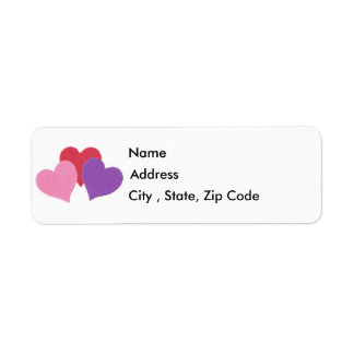 Étiquette de l'adresse de retour de 3 coeurs