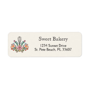 Étiquette de l'adresse de retour de boulangerie