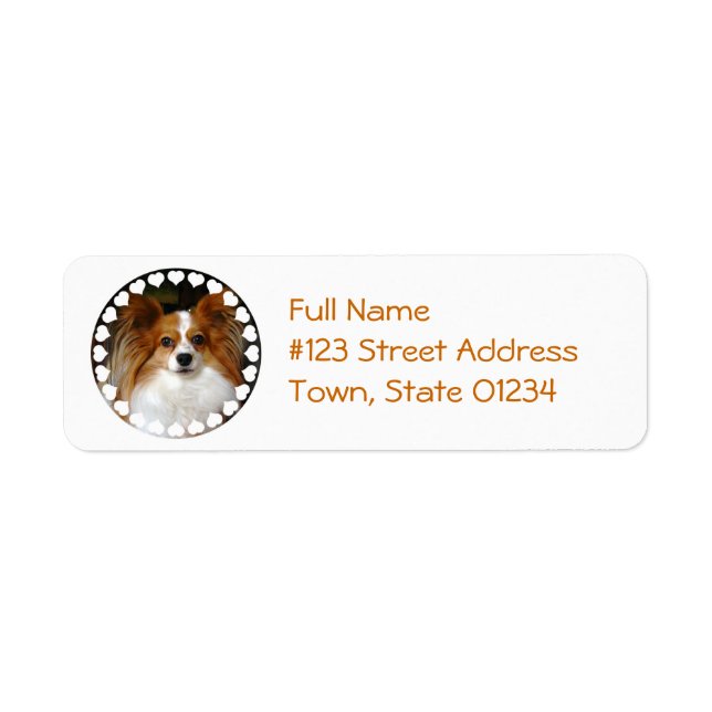 Étiquette de l'adresse de retour de chien Papillon (Devant)