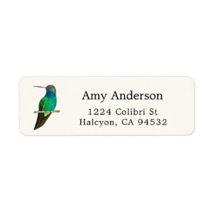 Étiquette de l'adresse de retour de colibri à bec