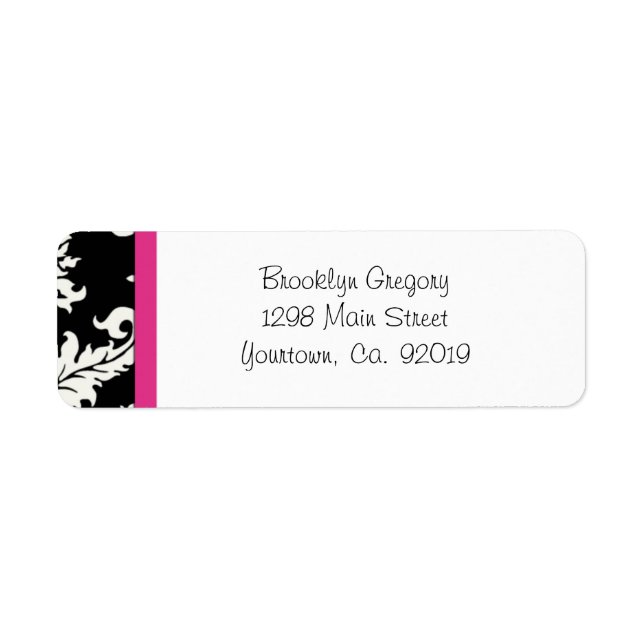 Étiquette de l'adresse de retour de Damas rose et  (Devant)