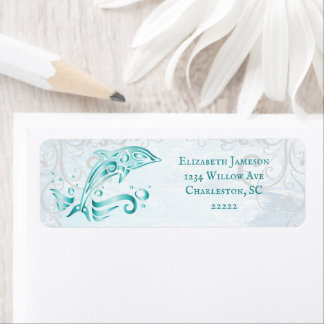 Étiquette de l'adresse de retour de dauphin turquo