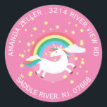 Étiquette de l'adresse de retour de la licorne col<br><div class="desc">Baguette d'adresse de retour rond unicorne mignonne</div>