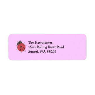 Étiquette de l'adresse de retour de Ladybug — rose