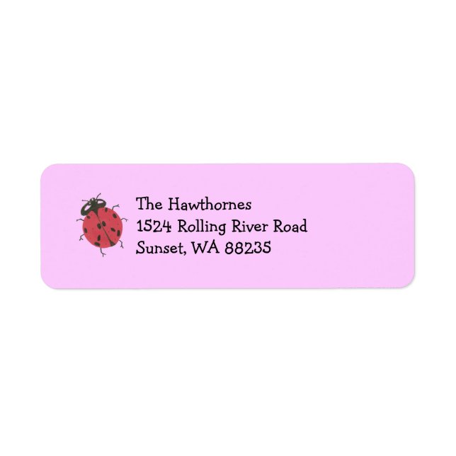 Étiquette de l'adresse de retour de Ladybug — rose (Devant)
