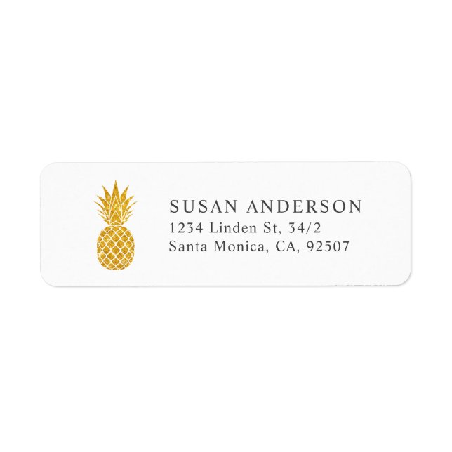 Étiquette de l'adresse de retour de l'ananas Parti (Devant)