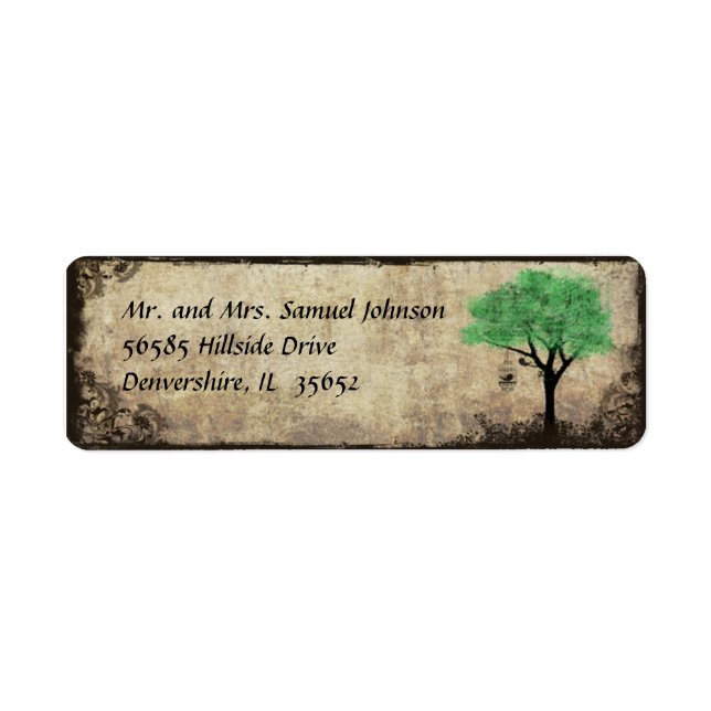 Étiquette de l'adresse de retour de l'arbre vert e (Devant)