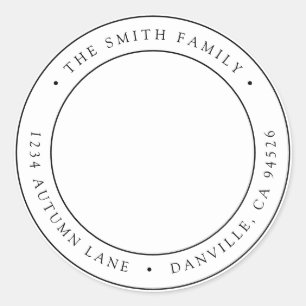 Étiquette de l'adresse de retour de photo ronde pe