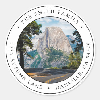 Étiquette de l'adresse de retour de photo ronde pe