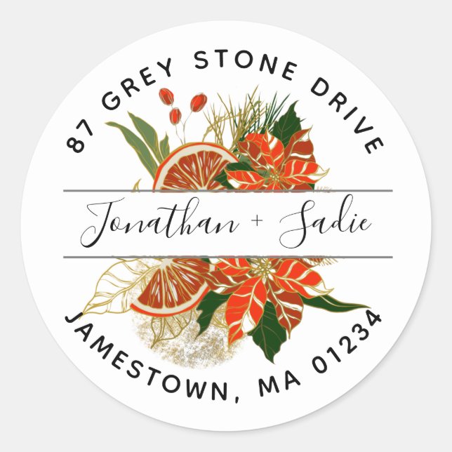 Étiquette de l'adresse de retour de Poinsettia Cit (Devant)