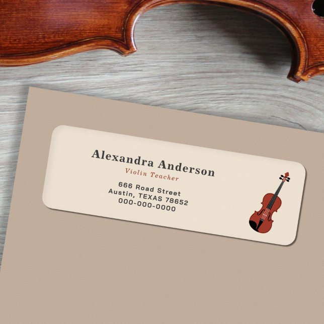 Étiquette de l'adresse de retour de violon (Violin Return Address Label Sticker)