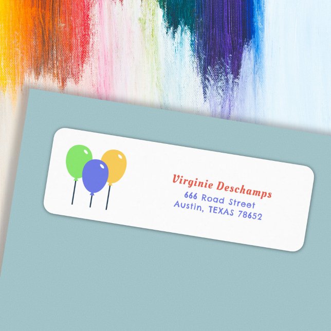 Étiquette de l'adresse de retour des ballons color (Colored Balloons Return Address Label)