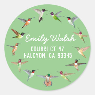 Étiquette de l'adresse de retour des colibris