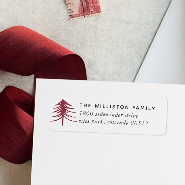 Étiquette de l'adresse de retour des fêtes de pin  (Créateur téléchargé)