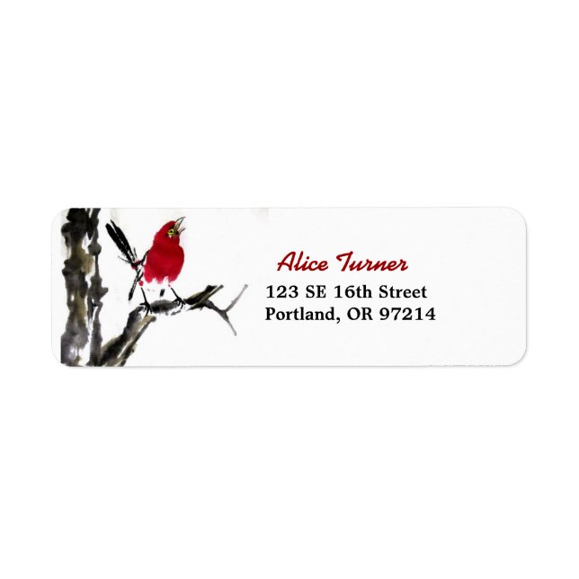 Étiquette de l'adresse de retour des oiseaux rouge (Devant)