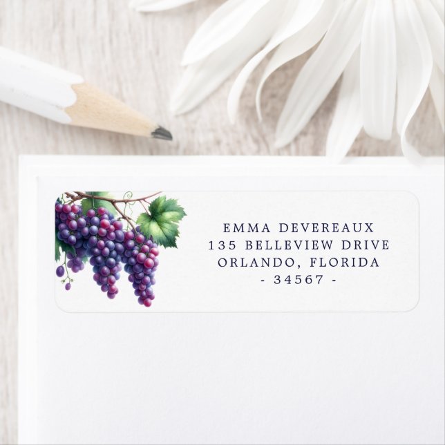 Étiquette de l'adresse de retour des raisins d'aqu (En situation)