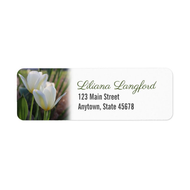 Étiquette de l'adresse de retour des Tulipes blanc (Devant)
